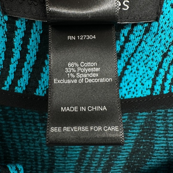 Ali Miles Jacket Top Size XL Blue Black 3/4 Sleeves Stretch Artsy Statement Boho - Picture 9 of 11